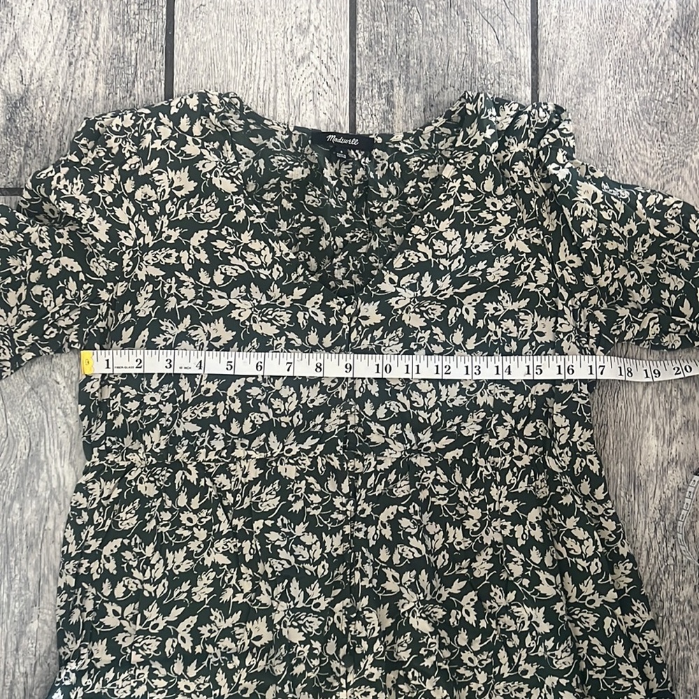 Madewell V-Neck Button-Front Mini Dress in Forest Leaves - Picture 6 of 9